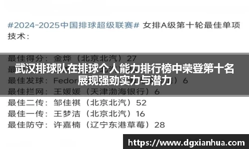 武汉排球队在排球个人能力排行榜中荣登第十名展现强劲实力与潜力